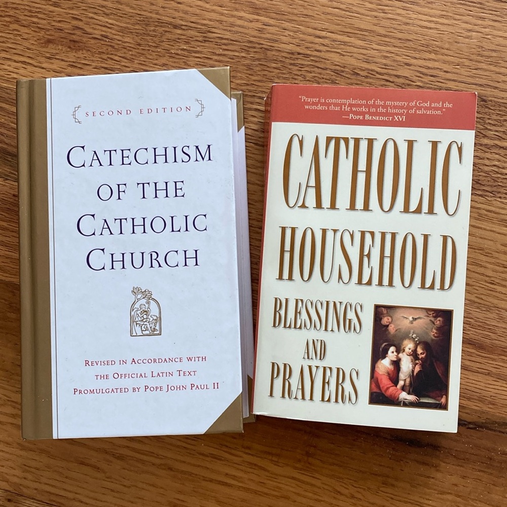 NEW 2 Catholic catechism hard cover and paperback prayers books
